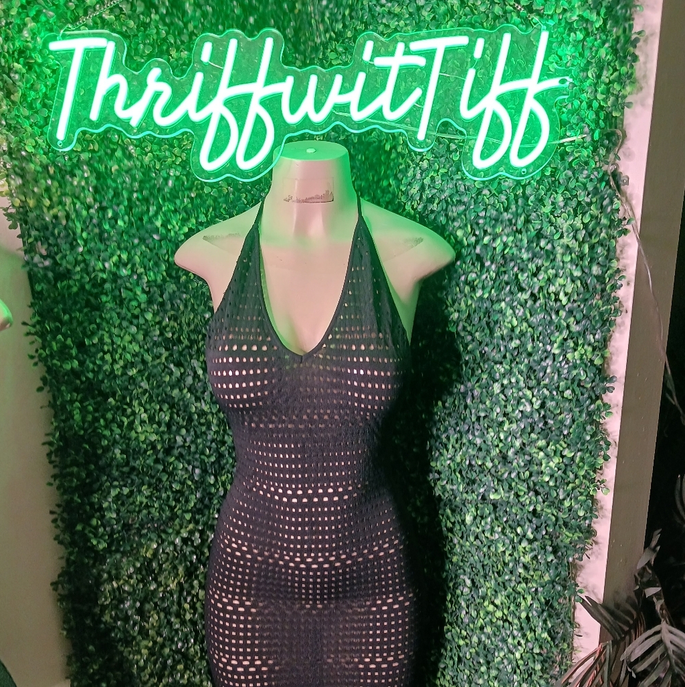Hera Collection Black Mesh Backless Dress
